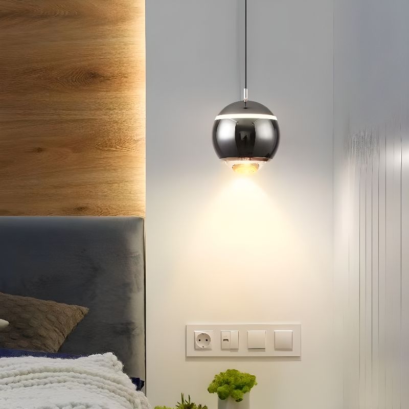 LAMPARA ESFERA BORDE LUZ NEGRO BRILLANTE