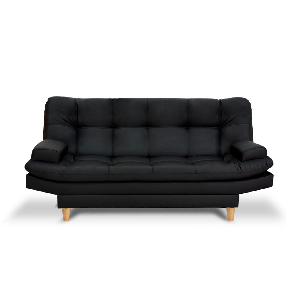 SofáCama Wook 3 Posiciones Sintético Tipo Cuero Negro