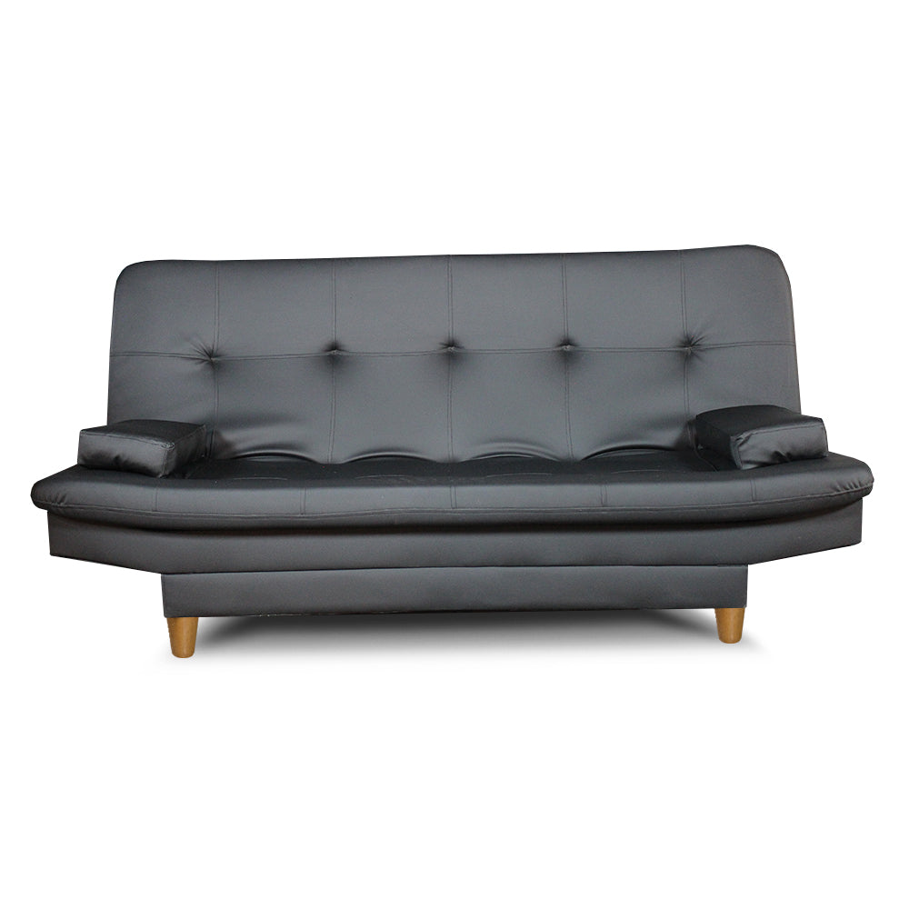 SofáCama Wook 3 Posiciones Sintético Tipo Cuero Negro (Con Defectos de fabrica)