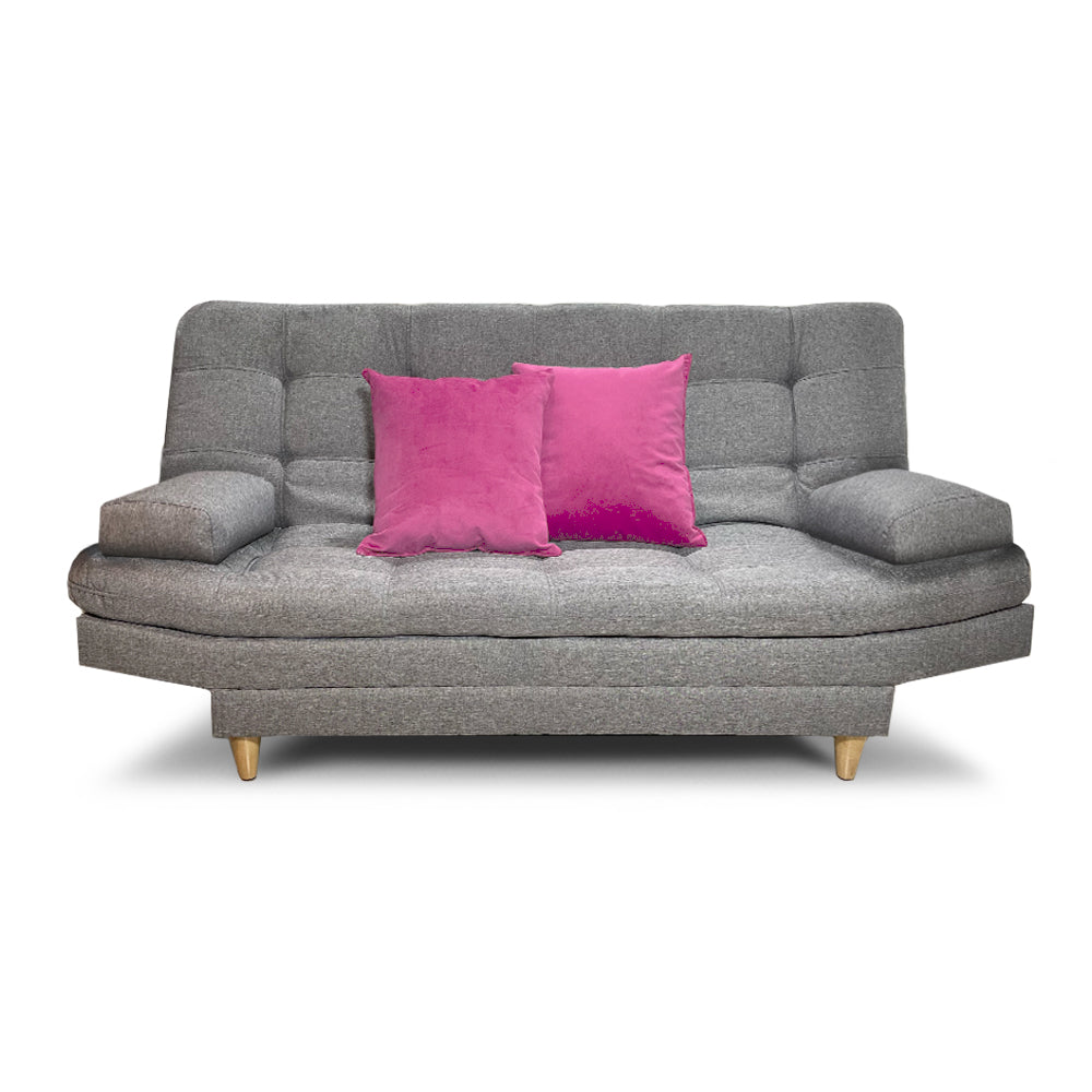 SofáCama Wook 3 Posiciones Tela Lino Gris + Cojines