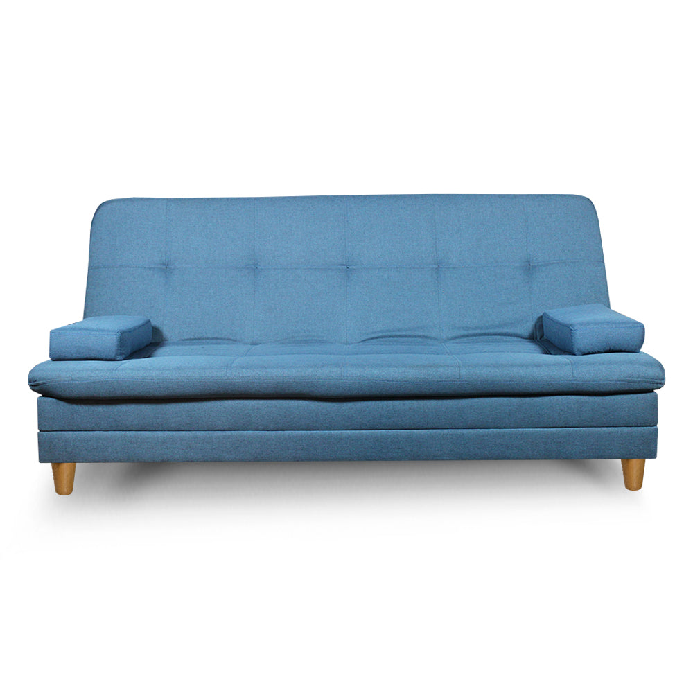 SofáCama Tous 3 Posiciones Tela Lino Azul Con Defectos en tela