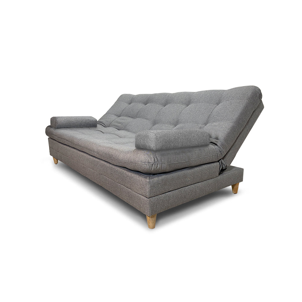 Sofácama Tous 3 Posiciones Tela Lino Gris + Cojines