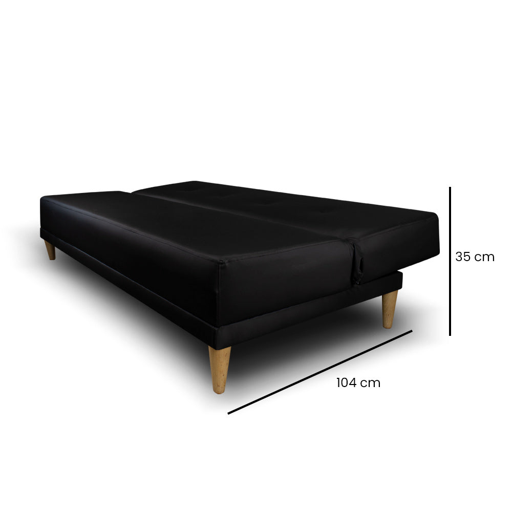 SofáCama Trump 3 Posiciones Tela Lino Negro