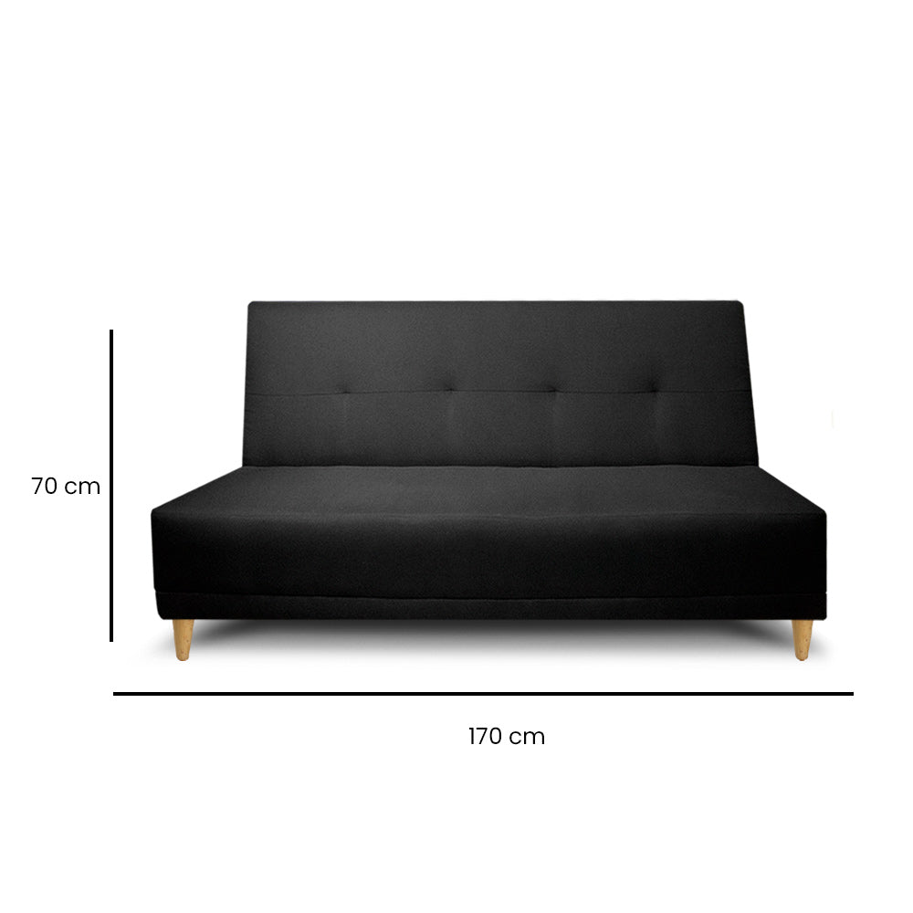 SofáCama Trump 3 Posiciones Tela Lino Negro