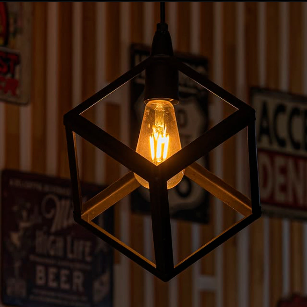 LAMPARA COLGANTE CUBO VINTAGE NEGRO