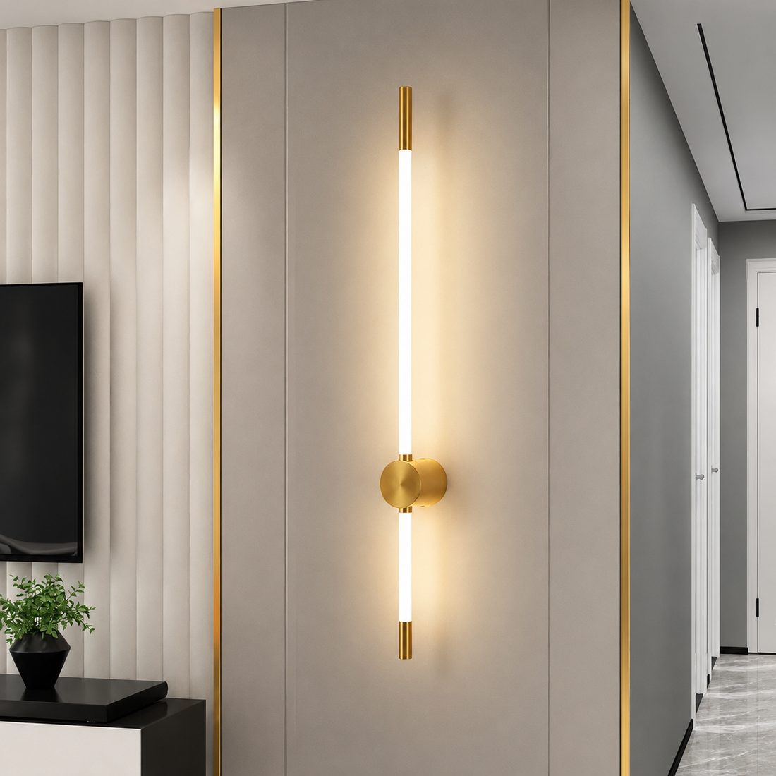 APLIQUE BARRA LED GLASS DORADA