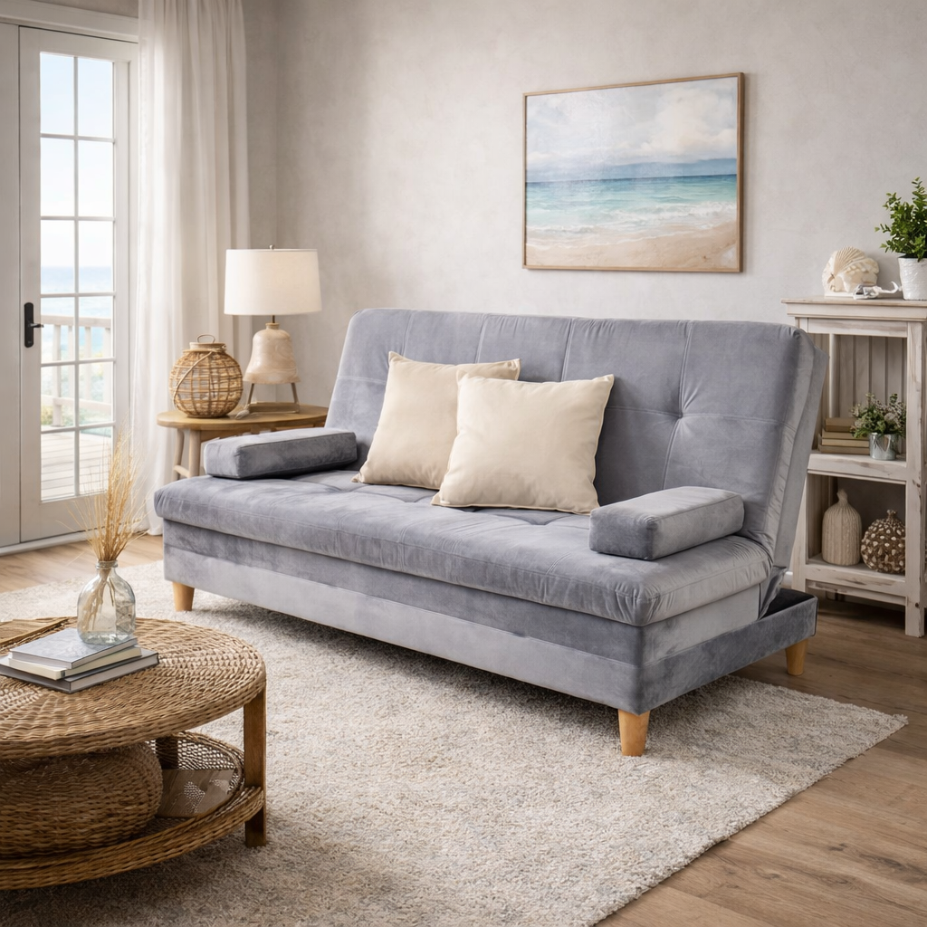 SofáCama Tous 3 Posiciones Tercio pelo Gris + Cojines