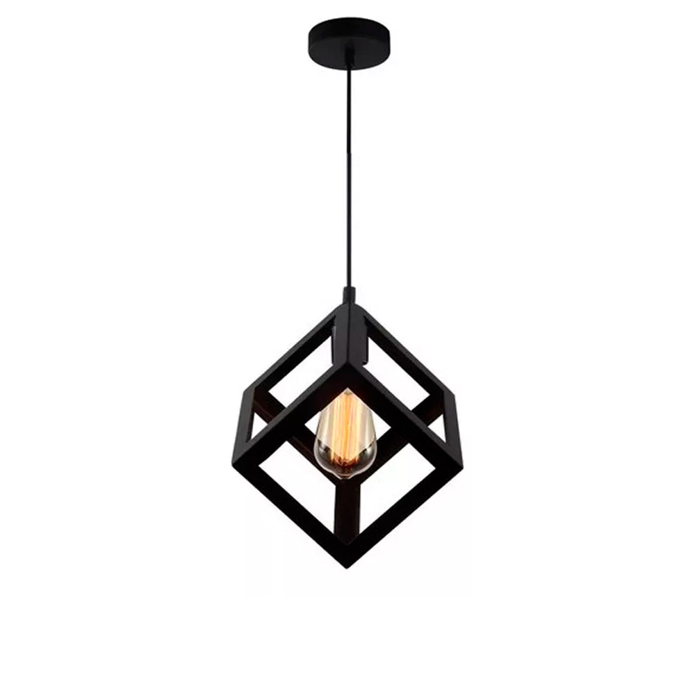 LAMPARA COLGANTE CUBO VINTAGE NEGRO
