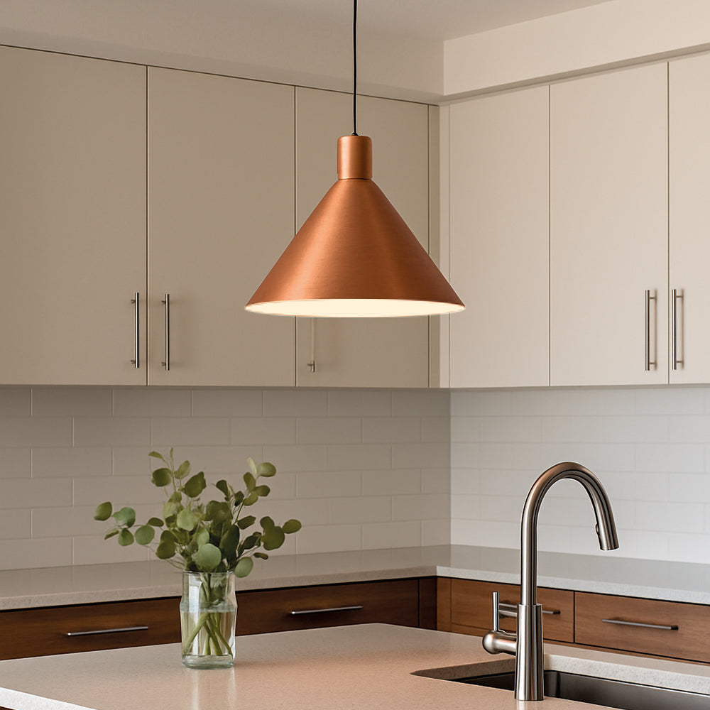 Lámpara campana Salamanca cobre blanco