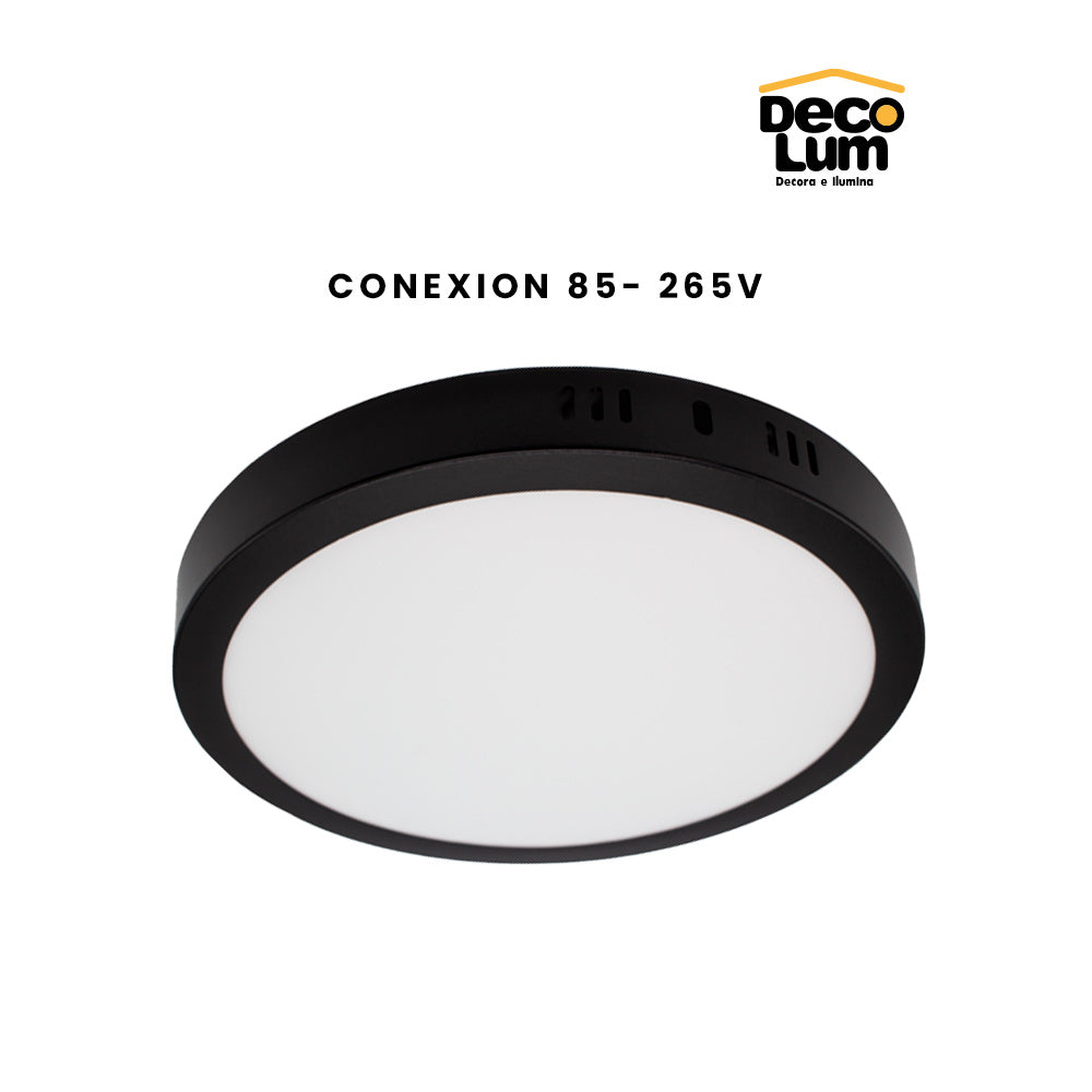 Panel de sobreponer Led circular de 12w En Negro