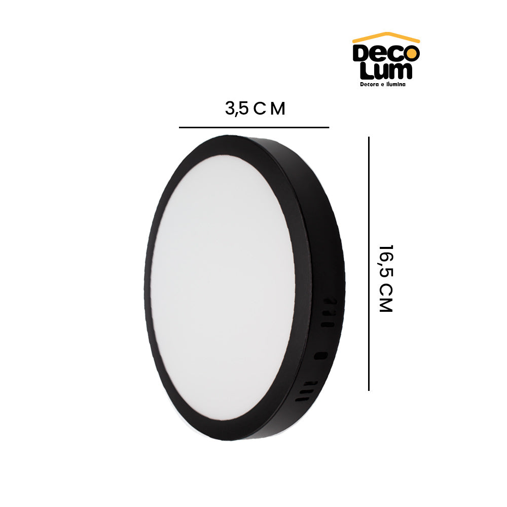 Panel de sobreponer Led circular de 12w En Negro