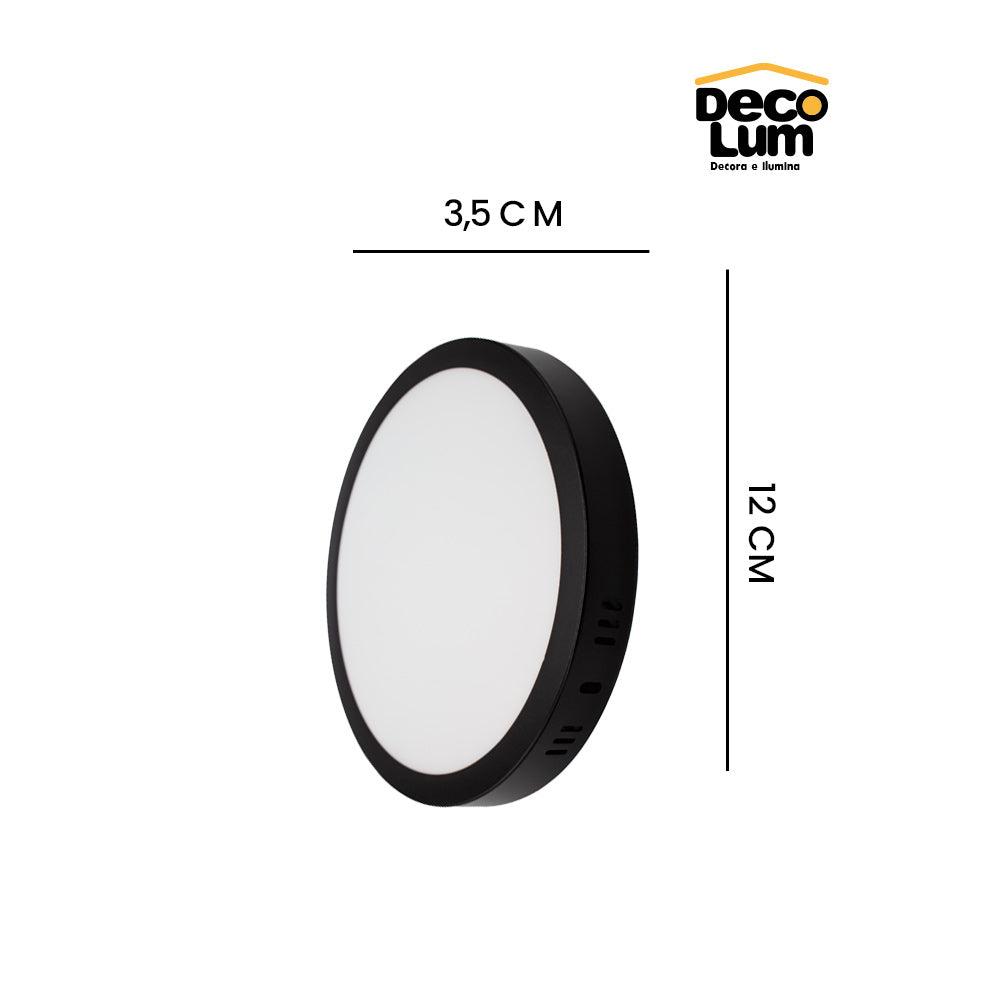 Panel de sobreponer Led circular de 6w En Negro