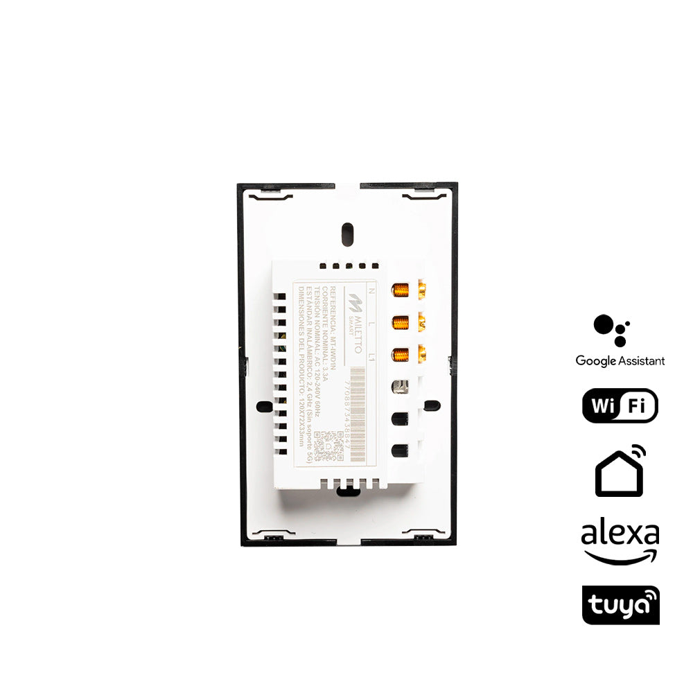 Interruptor sencillo inteligente Negro Dimerizable