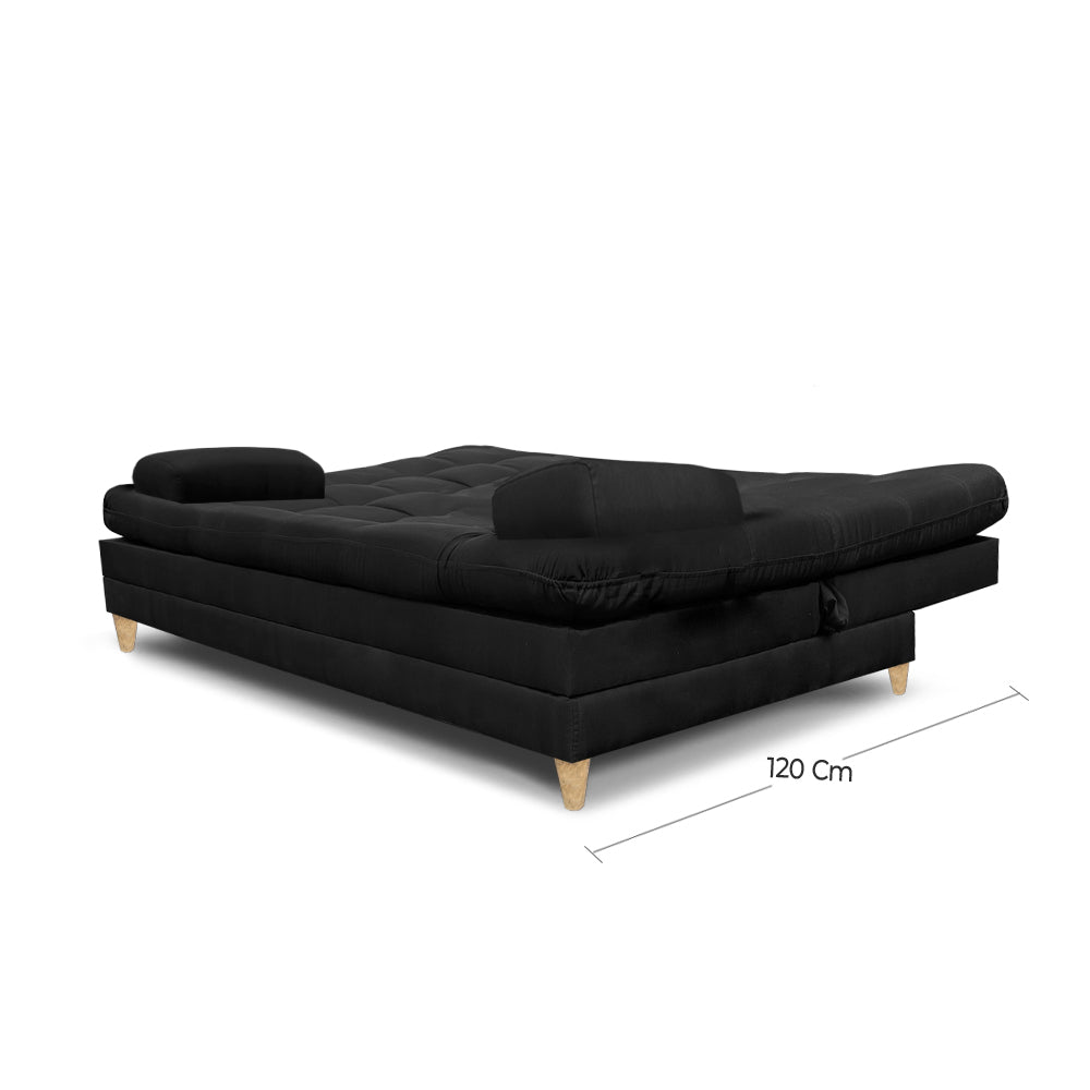 SofáCama Tous 3 Posiciones Tela Lino Negro