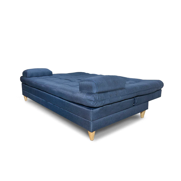 SofáCama Tous 3 Posiciones Tela Lino Azul + Cojines