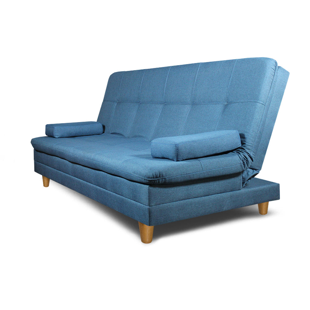 SofáCama Tous 3 Posiciones Tela Lino Azul Con Defectos en tela