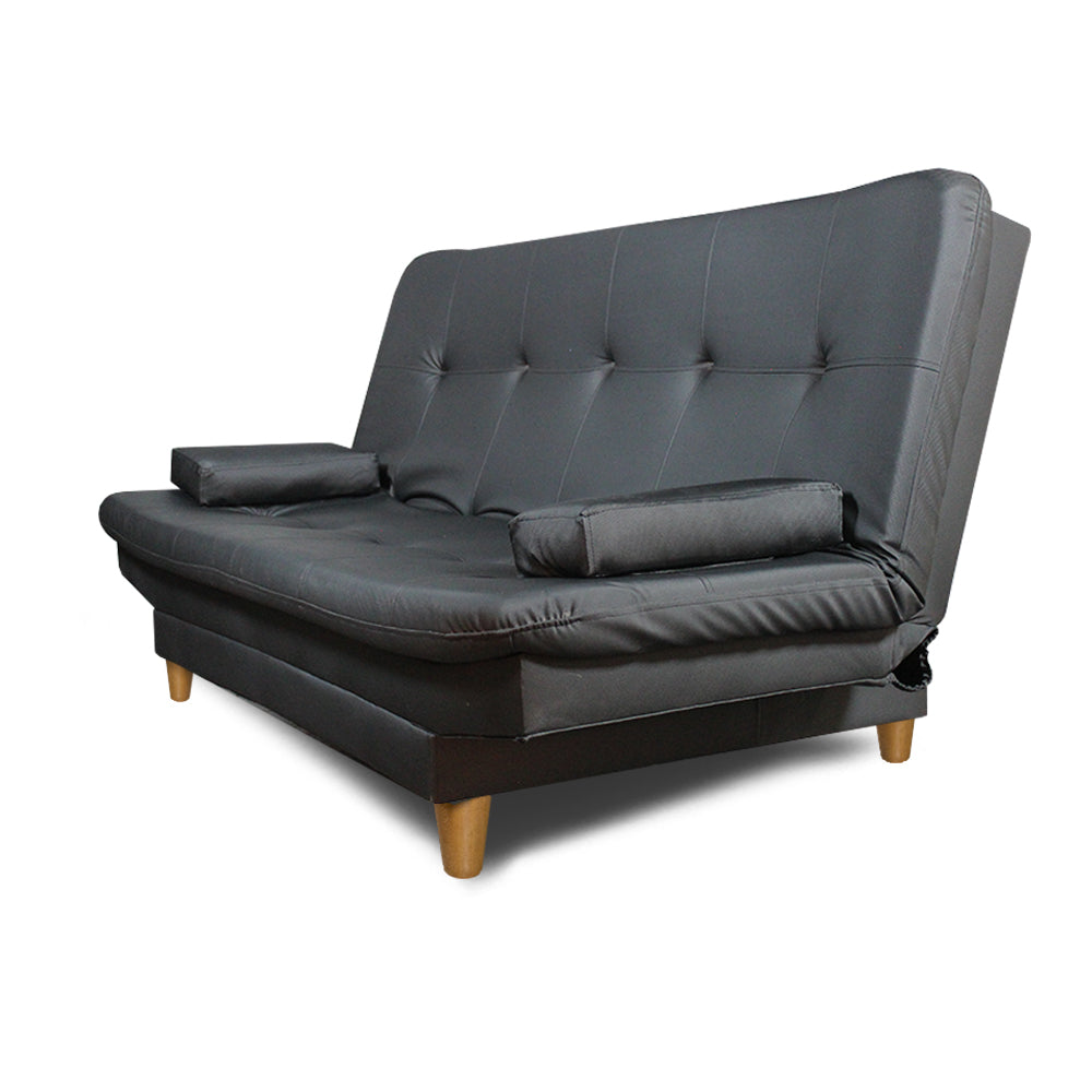 SofáCama Wook 3 Posiciones Sintético Tipo Cuero Negro (Con Defectos de fabrica)