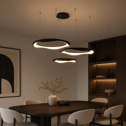 LAMPARA GEOMETRIC 3 AROS NEGRA