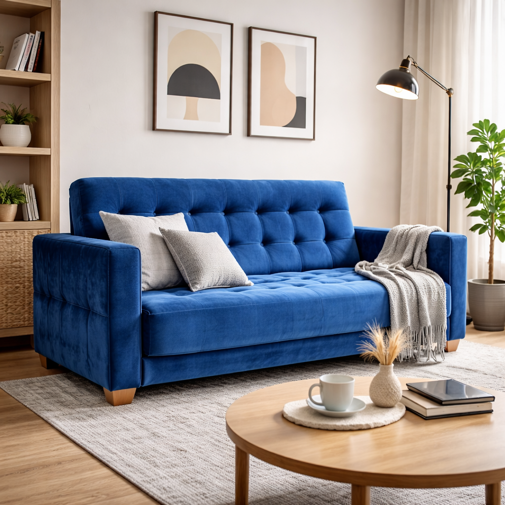 SofáCama key 3 Posiciones Tercio pelo Azul