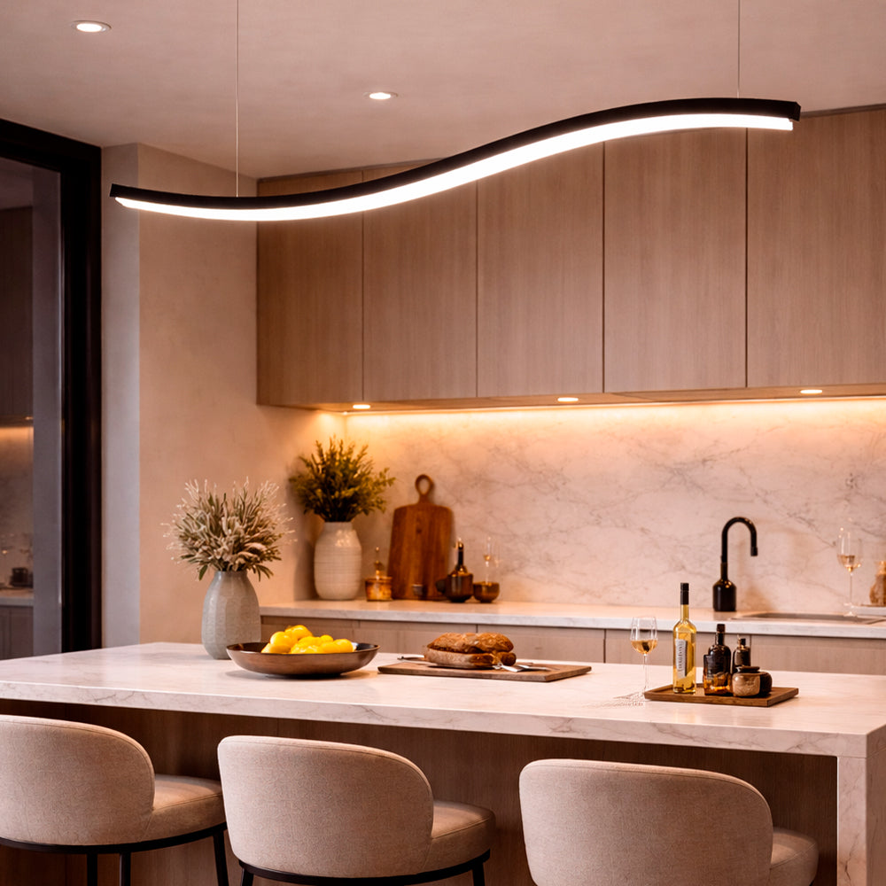 LAMPARA LINEAL CURVA SNAKE NEGRA