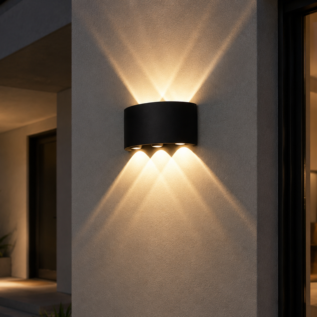 APLIQUE PARED INTEMPERIE 6W NEGRO