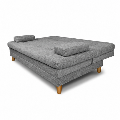 Sofácama Tous 3 Posiciones Tela Lino Gris + Cojines