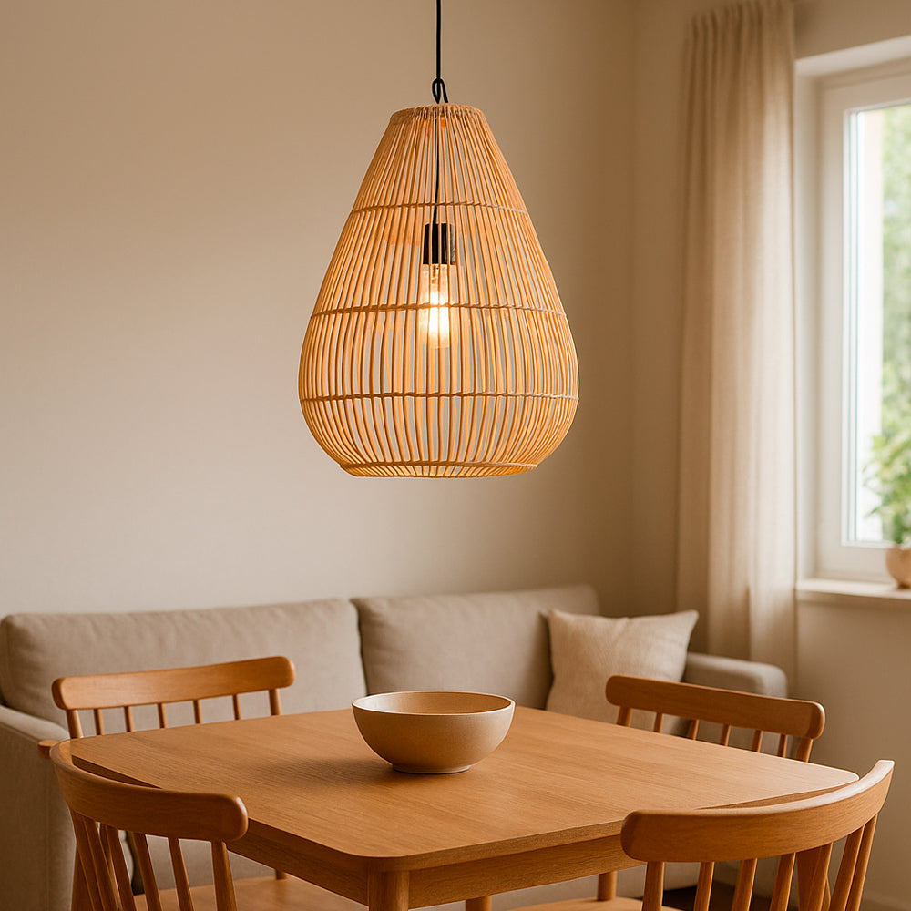 lámpara de mimbre TICUNA BLANCA