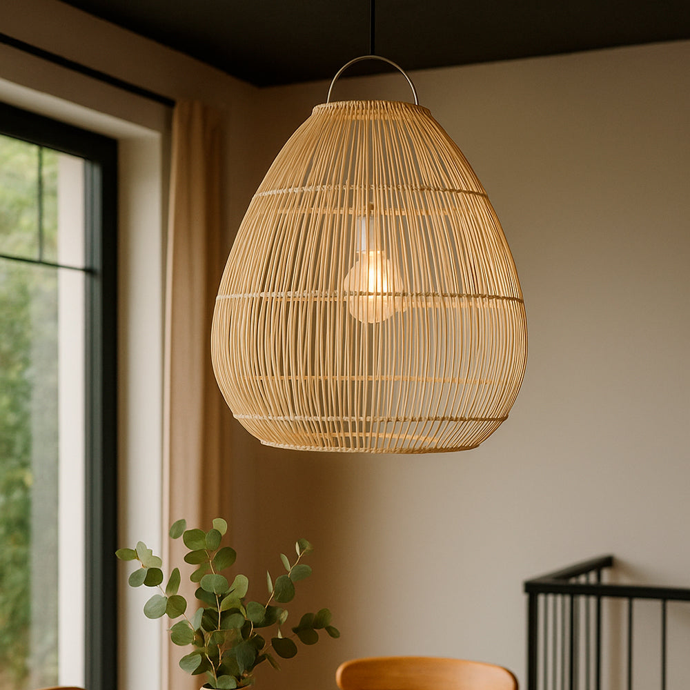 lámpara de mimbre YUCUNA BLANCA