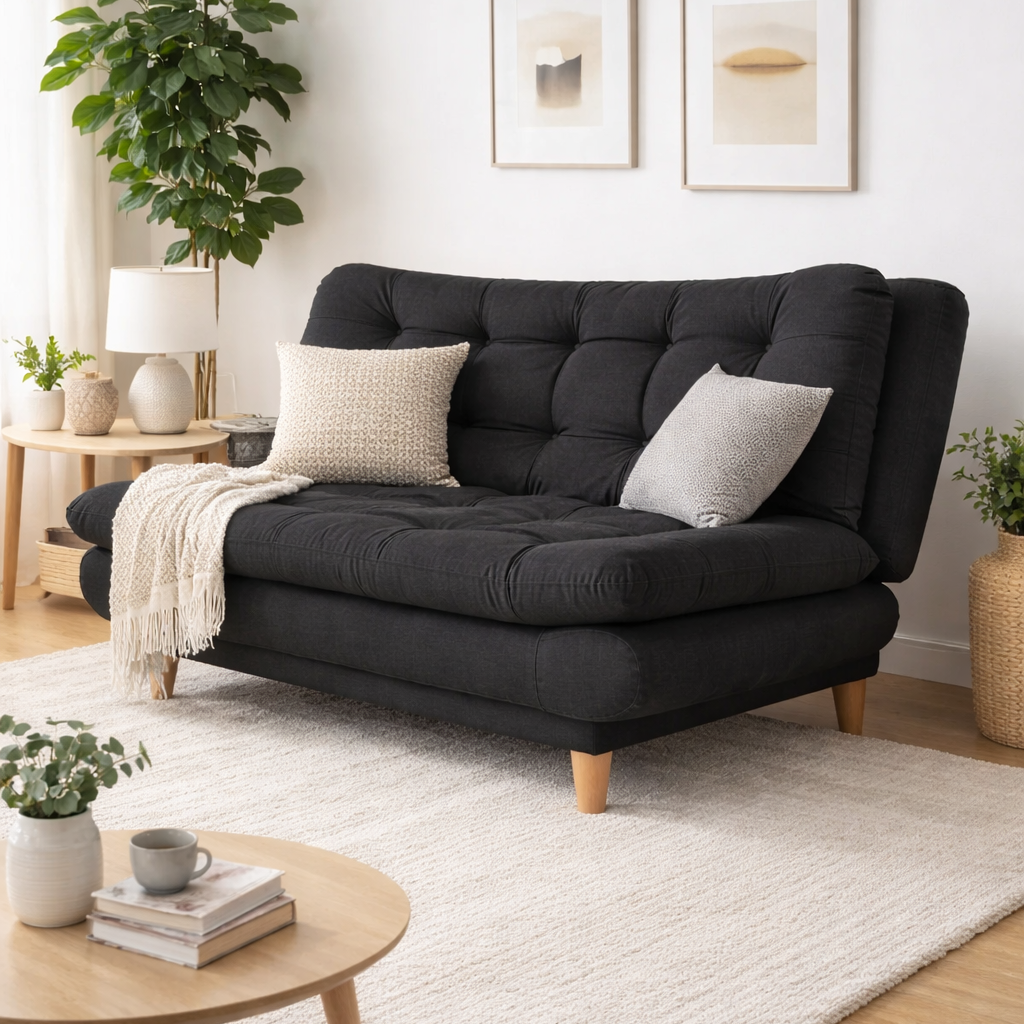 SofáCama 3 Posiciones Cosmo Lino negro