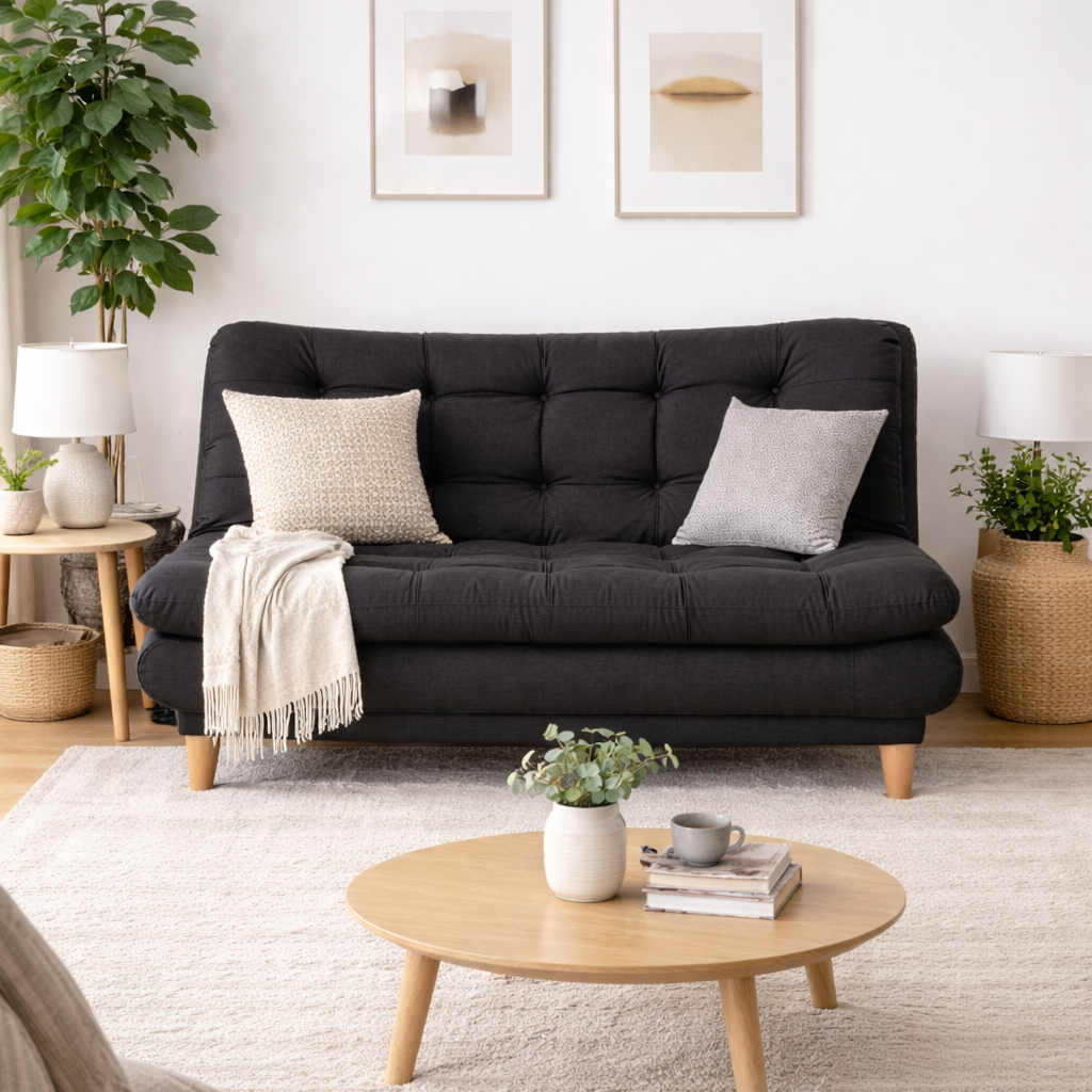 SofáCama 3 Posiciones Cosmo Lino negro