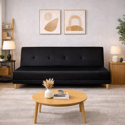 SofáCama Trump 3 Posiciones Tela Lino Negro