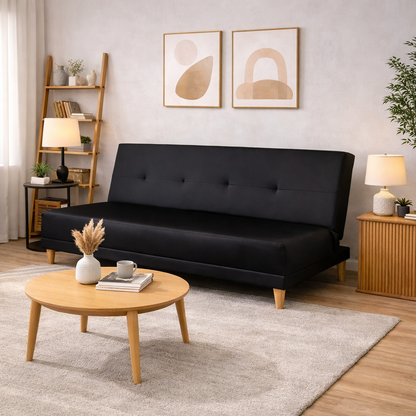 SofáCama Trump 3 Posiciones Tela Lino Negro