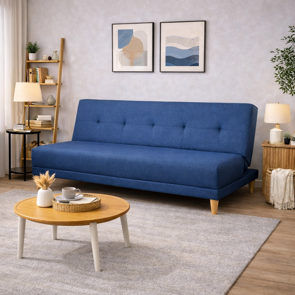 SofáCama Trump 3 Posiciones Tela lino azul