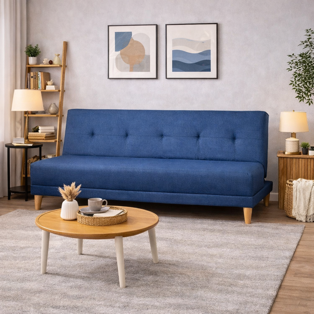 SofáCama Trump 3 Posiciones Tela lino azul