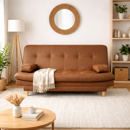 SofáCama Wook 3 Posiciones Sintético Tipo Cuero café