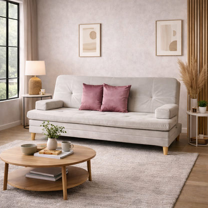 SofáCama Tous 3 Posiciones Tercio pelo Beige + Cojines