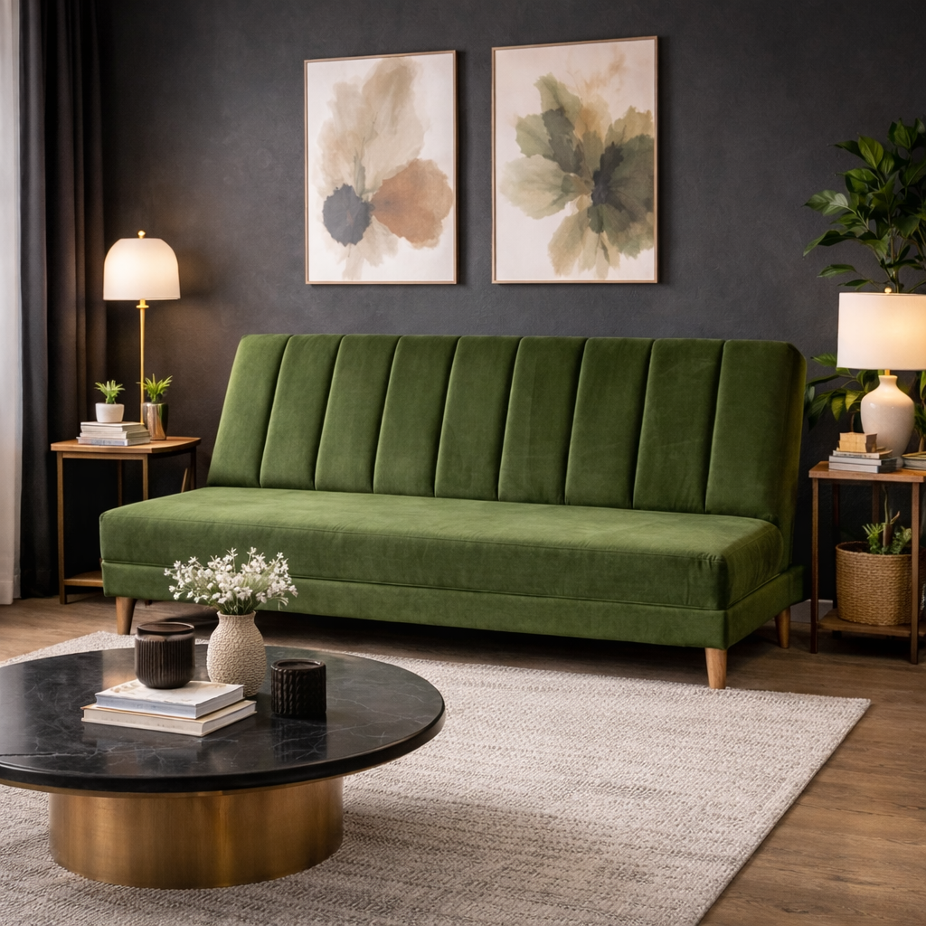 SofáCama Otto 3 Posiciones Tercio pelo Verde