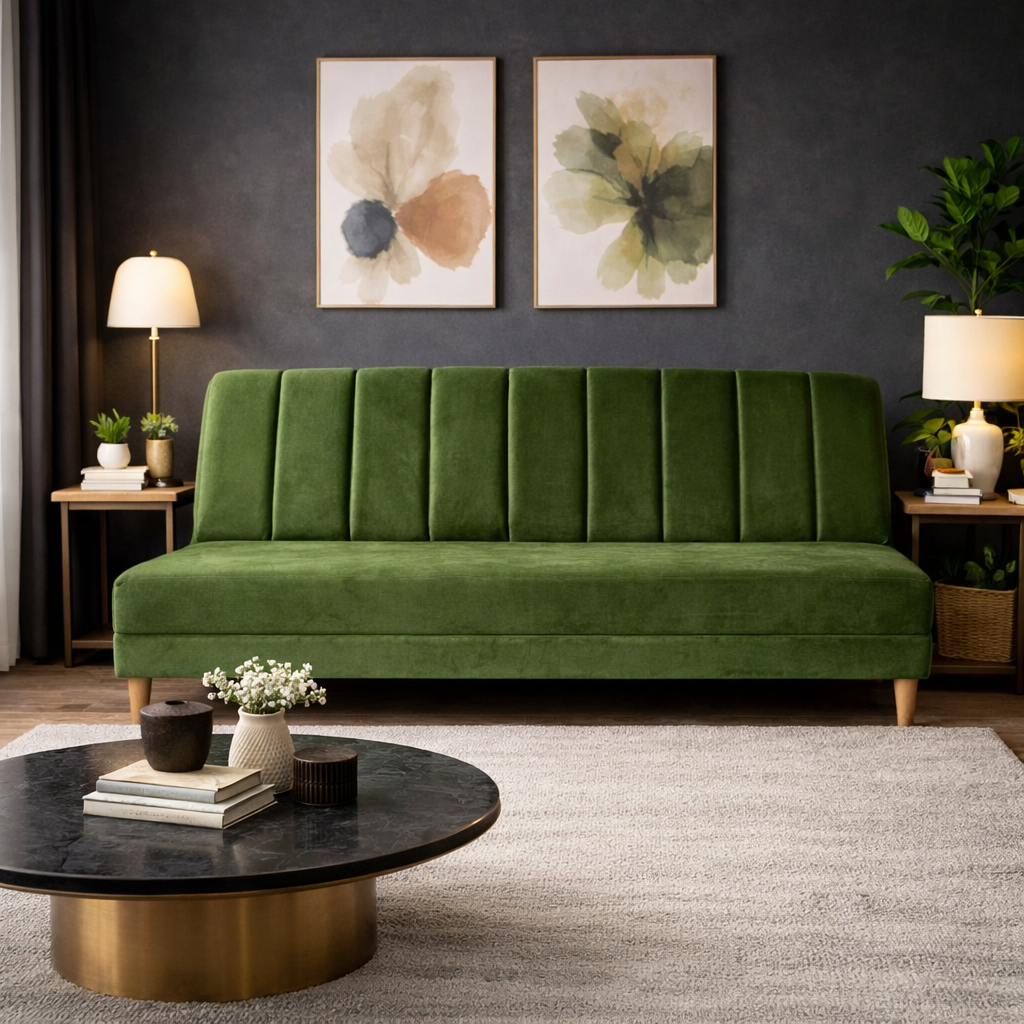 SofáCama Otto 3 Posiciones Tercio pelo Verde