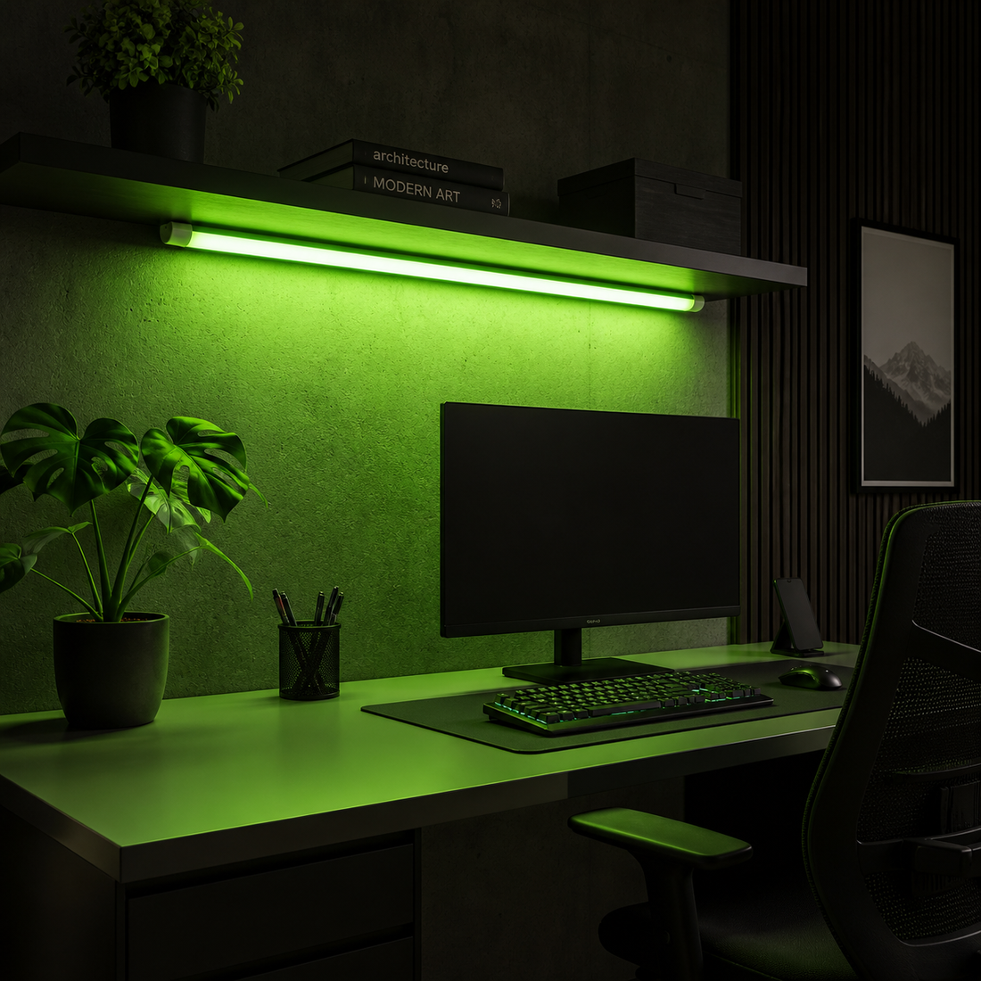 Lampara Antipolvo 60cm luz verde