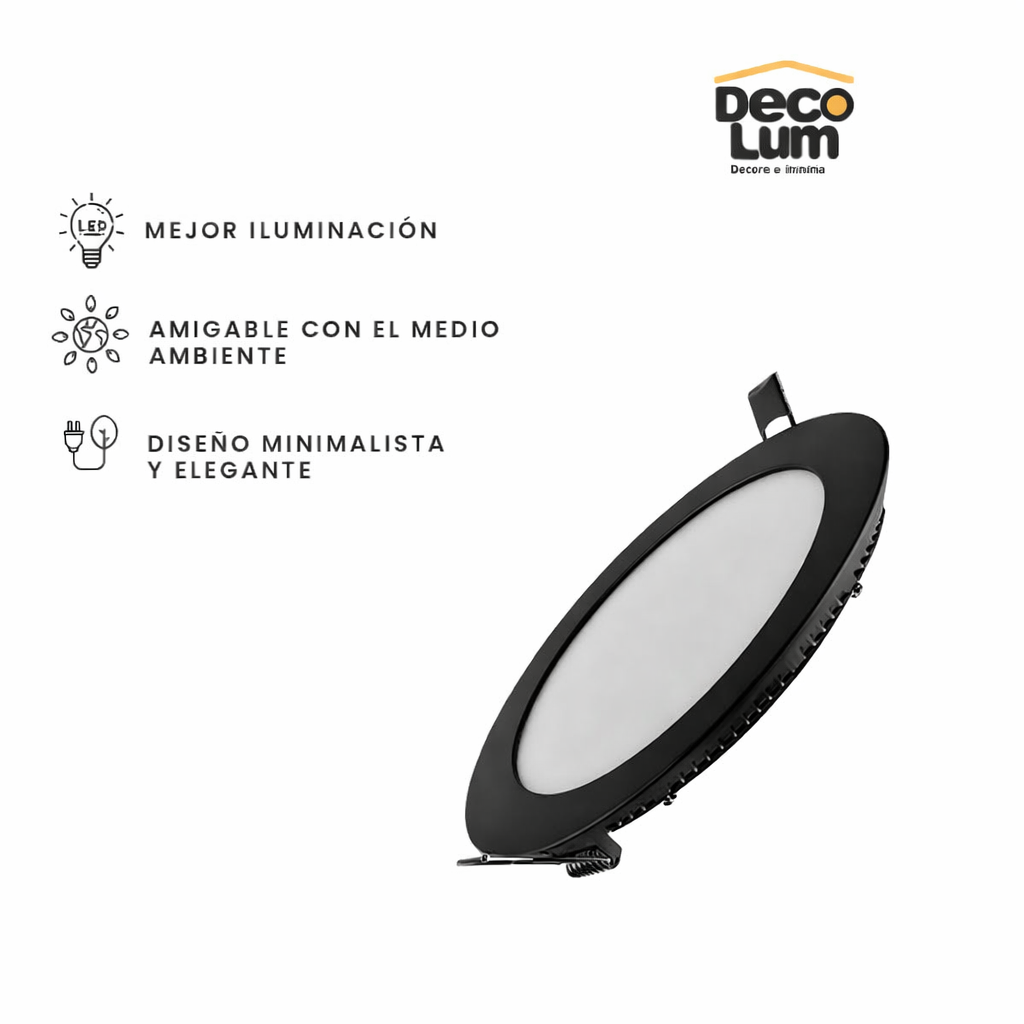 Panel de sobreponer Led circular de 6w En Negro