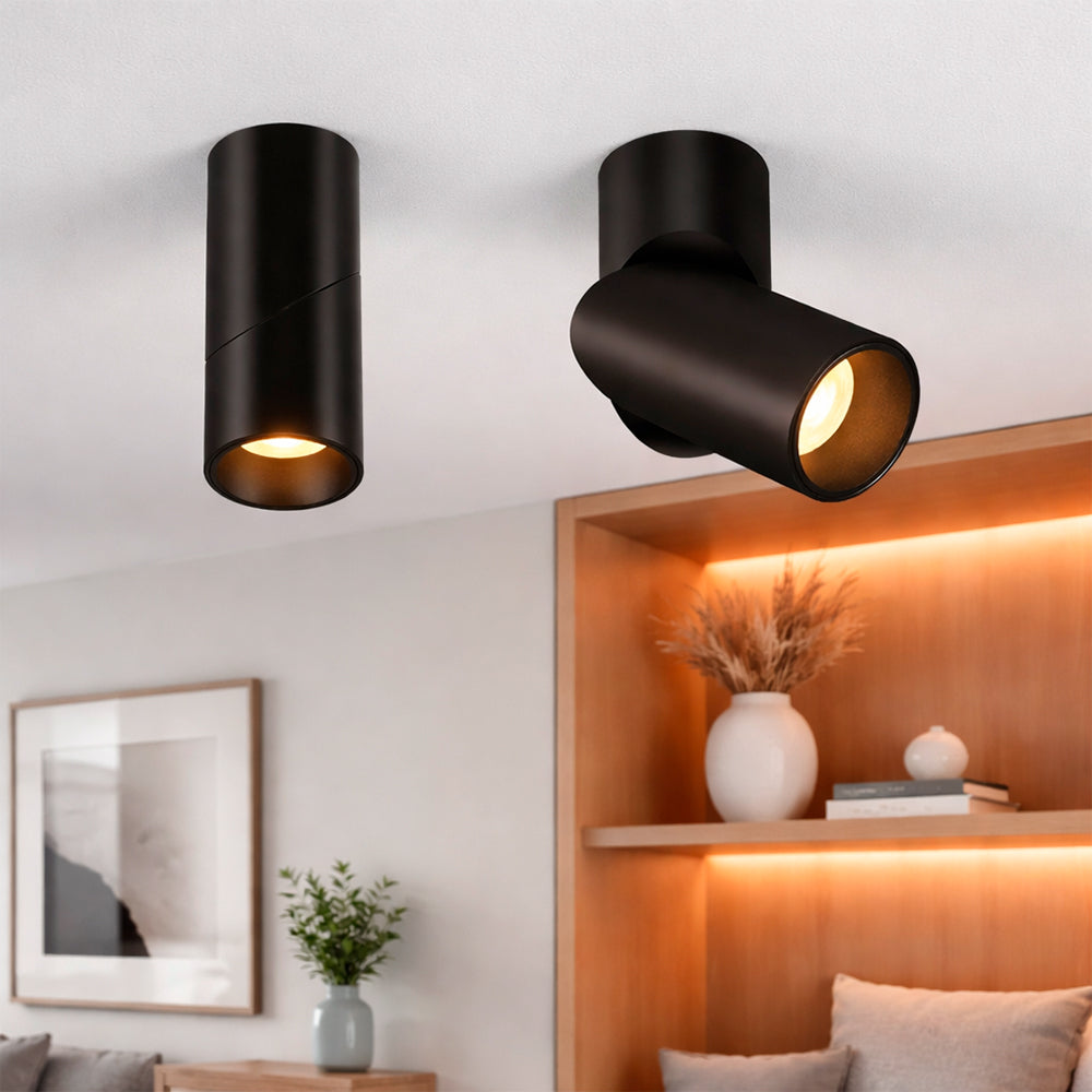 SPOT CODO CILINDRO NEGRO CON SWITH CCT