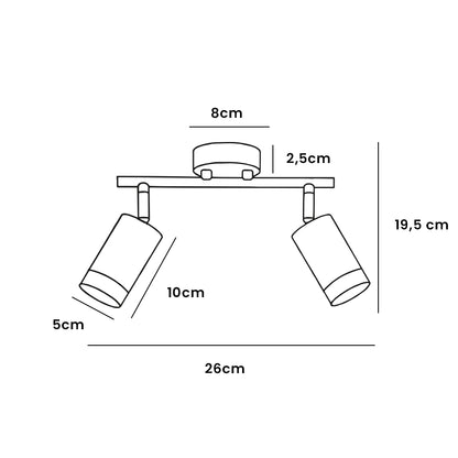 Aplique De Pared o techo X2 putin Negro