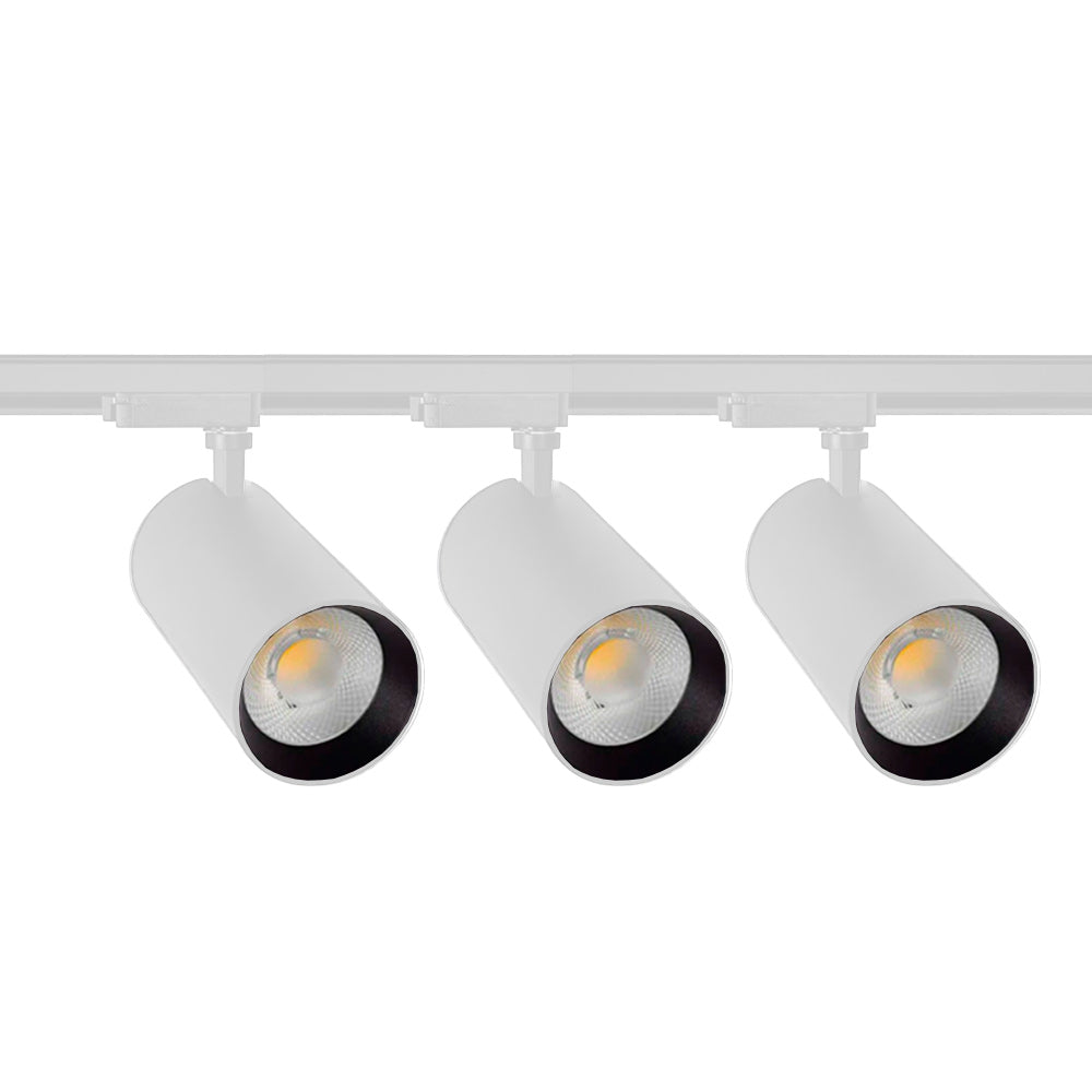 Kit Lámpara Tipo Spot Con Riel En Blanco De 1mt X 3 Unid De 20w.