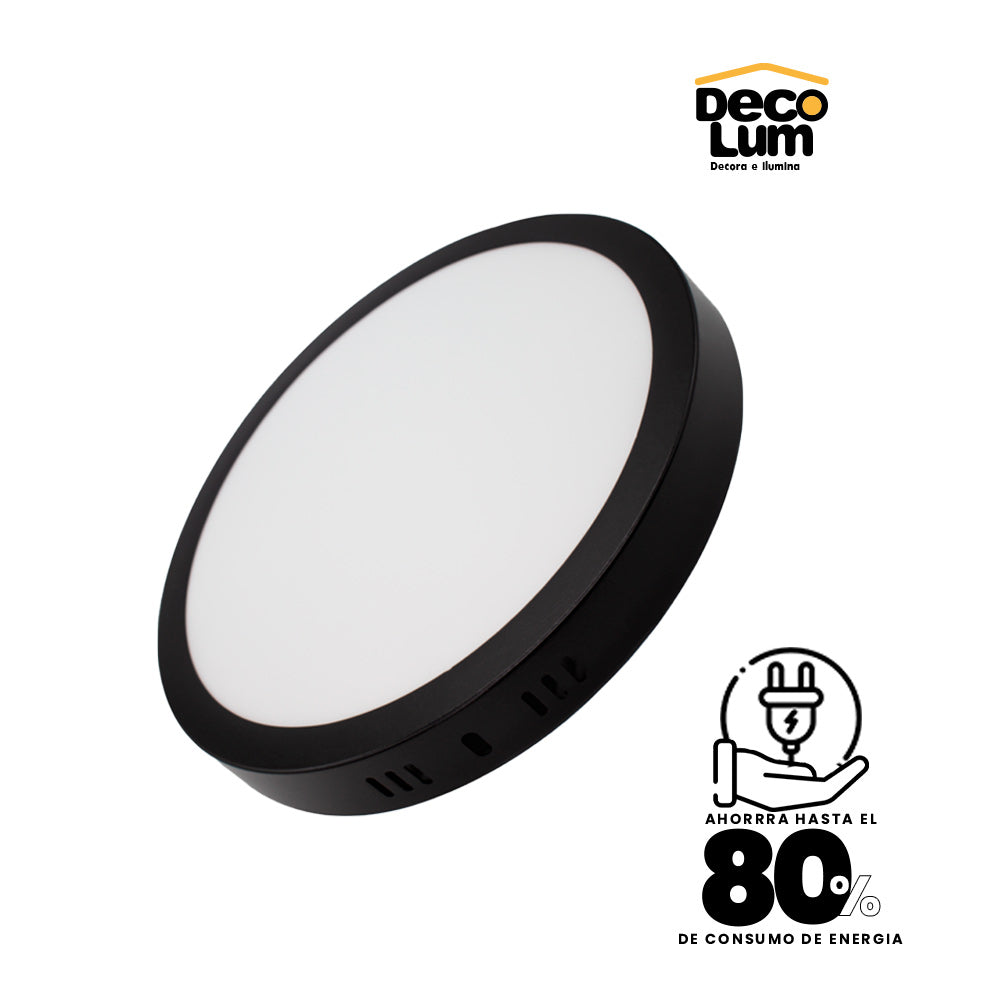 Panel de sobreponer Led circular de 12w En Negro