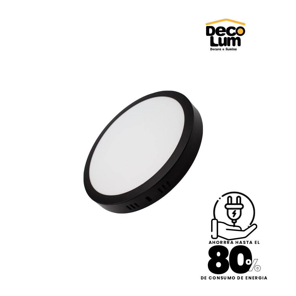 Panel de sobreponer Led circular de 6w En Negro