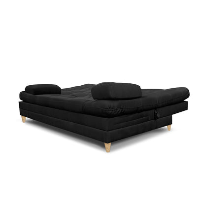 SofáCama Tous 3 Posiciones Tela Lino Negro + Cojines