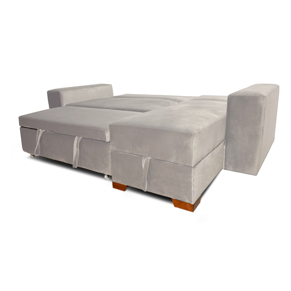 SofáCama Modular L Alma Tela Terciopelo Beige