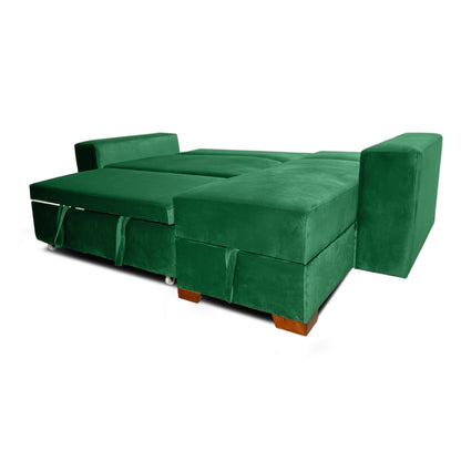 SofáCama Modular L Alma Tela Terciopelo Verde