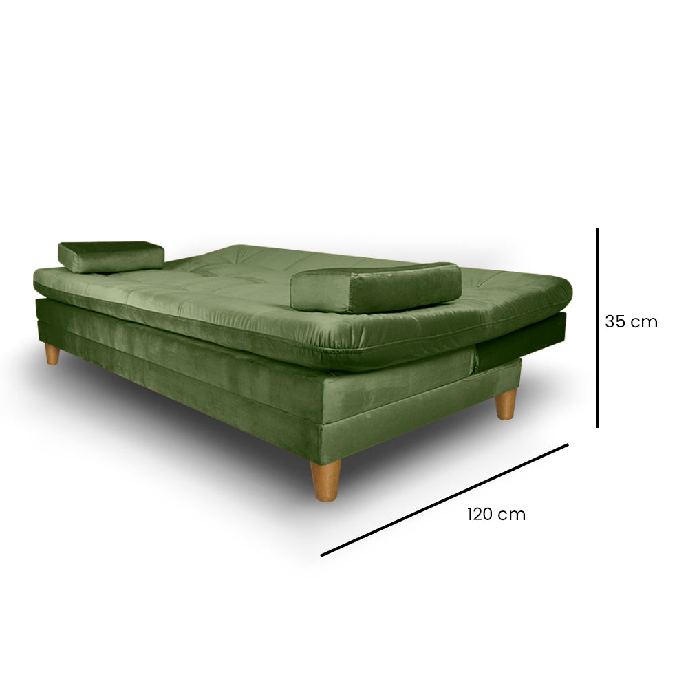 SofáCama Tous 3 Posiciones Tercio pelo Verde + Cojines