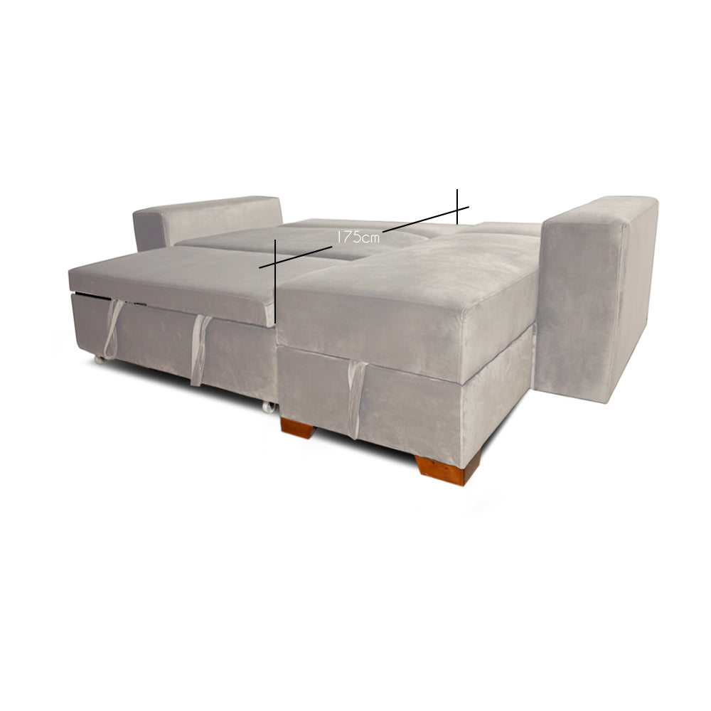 SofáCama Modular L Alma Tela Terciopelo Beige